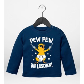 MoonWorks® Baby Long-Sleeved Shirt Pew Pew Your Luschen Chick Baby Toddler Baby Shirt Boys Girls - Pew Pew Baby Navy, size: 68-74
