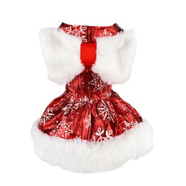 MuYaoPet Snowflake Dog Christmas Dress Pet Santa Claus Costume Holiday Outfits,Winter Clothes Dresses for Small Dogs Girl,Cat Apparel Gift (Red Snowflake, S)