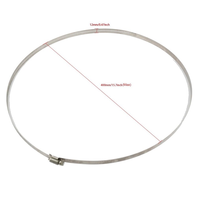 5 Pcs 15.7inch/400mm(Hoop diameter Max) Stainless Hoop Steel Hose Clips