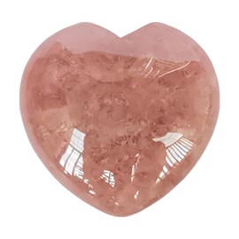 Bacatgem 1 Pcs Natural Strawberry Quartz Palm Worry Carved Heart Love Stone,1.57 inchs Crystals and Healing Stones