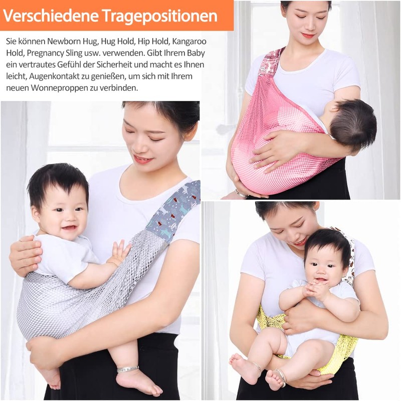 HINATAA Breathable Baby Sling Adjustable Baby Carrier Swaddle, Quick Drying,