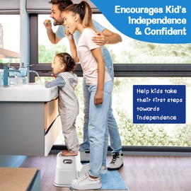 Toddler Step Stool,2 Step Stools for Kids with Anti-Slip Surface and Rubber Bottom, Kids Step Stool Poop Stool for Toilet Potty Training, Bathroom, Kitchen(Include 2 Ducks)