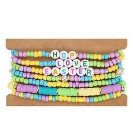 Nexoluxa Easter Bracelets Easter Basket Preppy Party Holiday Heishi Elastic Clay Beads Bracelet Jewelry Gifts for Women Men Bunny Egg Bracelets Bulk, Green