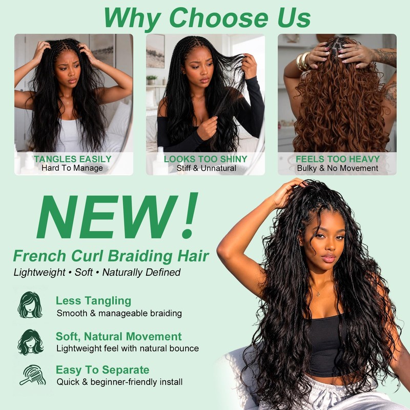 French Curl Braiding Hair 12 Inch 1B 4 Packs