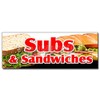 12" SUBS & Sandwiches Decal Sticker Hero hoagie Huge Homemade Grinders Drinks