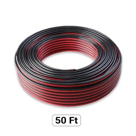 TMH 16 AWG 2pin 2 Color Red Black Cable 50 FT Hookup Electrical LED Strips Extension Wire 10A 12V/24V, 2 Conductor Parallel Strips Extension Wire for Ribbon Lamp Tape Lighting (1 Pcs)