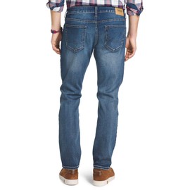 IZOD Men's Comfort Stretch Straight Fit Jean, Nautical Blue, 42x32