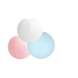 Paper Lanterns Mix Color Packs of 3 Round Paper Lanterns Lampshade Party Decorations (Baby Pink Blue Shade, 12" (30 Cm))