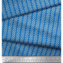 Soimoi Blue Heavy Canvas Fabric Stripe & Diagonal Line Geometric Upholstery Fabric, Fabric for Home Accents Printed Fabric 1 Yard 58 Inch Wide