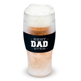 Host Freeze Best Dad Ever Insulated Glass Tumbler for Cold Drinks, Freezable Gifts for Dad, Double Wall Insulated Beer Glass for Chilled Lager, IPA, Ale & Iced Coffee, 16 oz, Set of 1