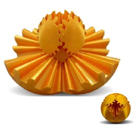 Gear Ball, 3D Printed Gear Ball Spin Ball Fidget Toy, Gear Sphere Fidget Toys, Stress Ball GearSphere Desk Toy, Fidget Ball Gear Toy for Student Gifts for Kids (Gold)