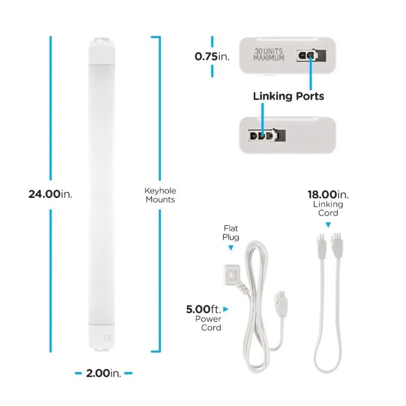 Enbrighten 24in. LED Wi-Fi Light Fixture, White, 58261-T1