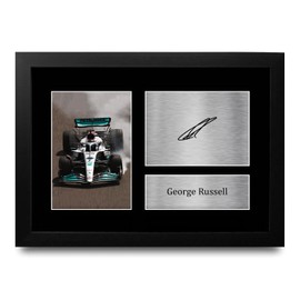 HWC Trading FR A4 George Russell Formula 1 Gifts Printed Signed Autograph Picture for F1 Formula 1 Racing Fans - A4 Framed
