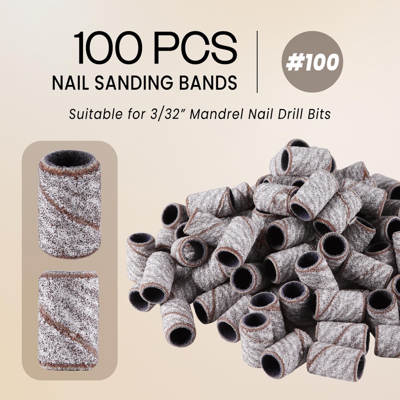 100 Pieces Large Nail Sanding Bands Professional Nail Manicure for