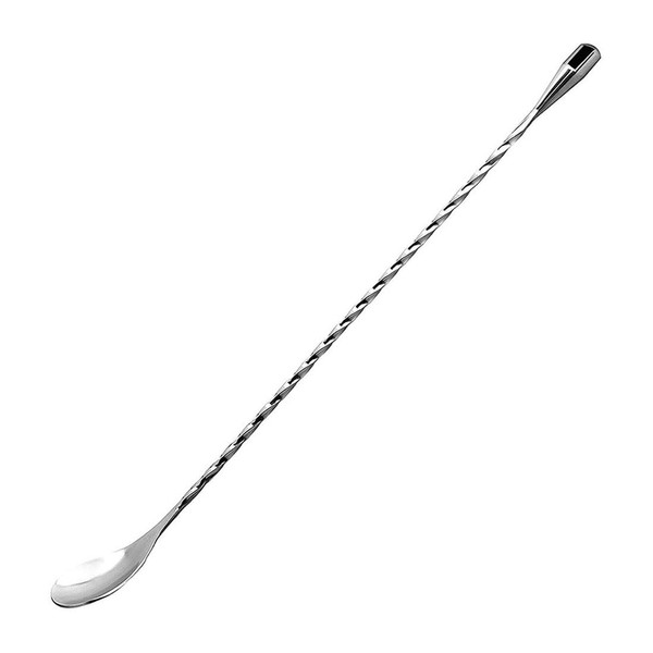 KSIUW Long Handle Spoon Silver for Bar - Cocktail Mixing Spoon, 304 Stainless Steel Mixing Spoon, for Bartender or Home Use (30 cm)