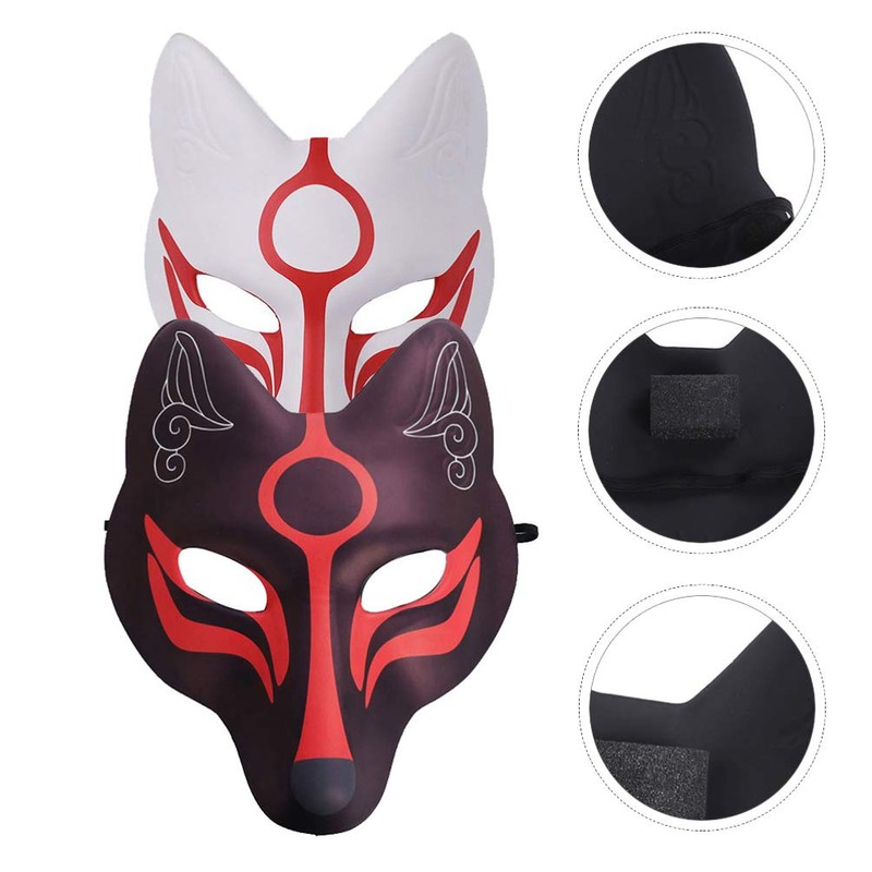 TENDYCOCO 2 Pieces Fox Japanese Kitsune Mask Fox Mask Japan
