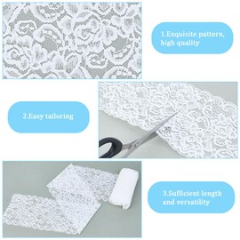GORGECRAFT 5 Yards 11cm White Elastic Lace Trim Floral Lace Ribbon Embroidered Edging Trimming Stretch Tulle Fabric for DIY Sewing Crafts Wedding Dress Embellishments Bouquets Gift Wrapping Bow Making