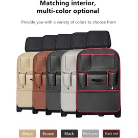 SENYAZON Universal Car Seat Organizer, 4th Generation Enhanced Car Rear Seat Organizer, Waterproof PU Leather Car Tidy Organizer 1pcs (Black)