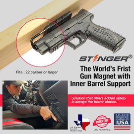 Stinger U2 Gun Magnet Mount, Magnetic Gun Mount Holster with Inner Barrel Support, Gun Magnets for Car, Truck, Safe, Desk, Wall, Pistol Rack with a Pocket Clip