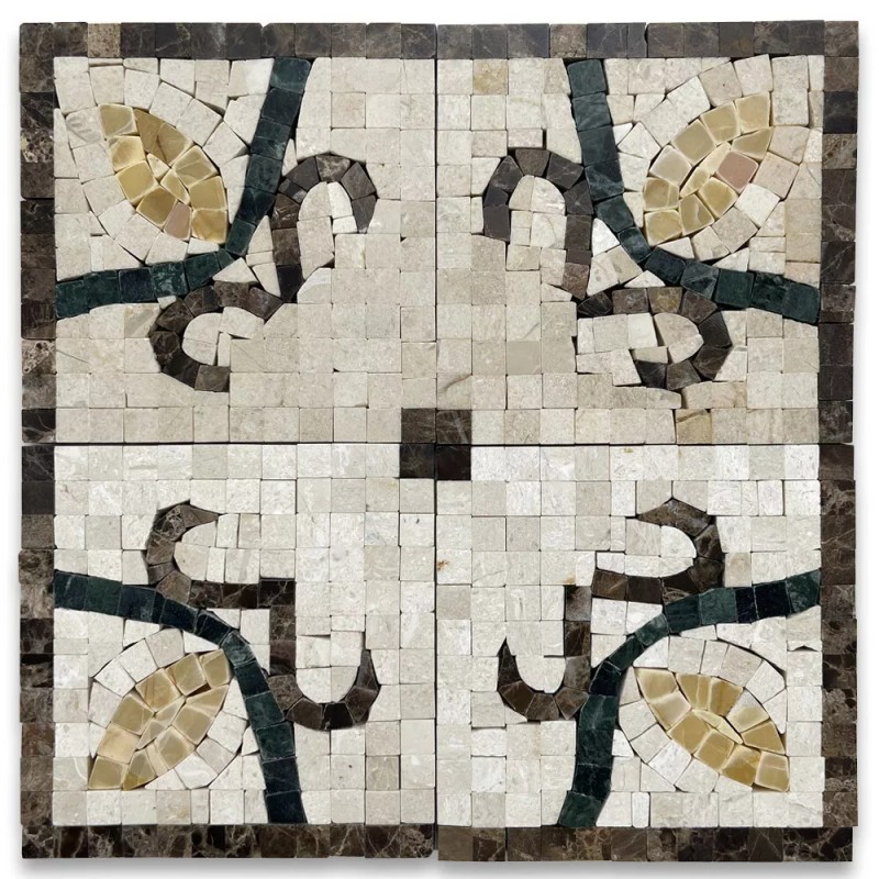 Stone Center Online B0109CP Bougainvillea Gold 4.7x4.7 Marble Mosaic Border