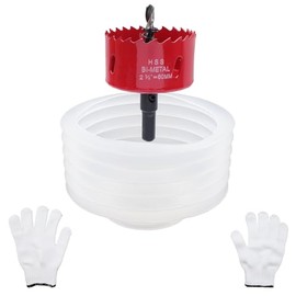 Sierra de agujero de 2-3/8 pulgadas con recogedor de cuenco de polvo de 3.346 in para luces empotradas, cortador de agujeros de 2.362 in en bimetálica con eje para madera, tabla de plástico