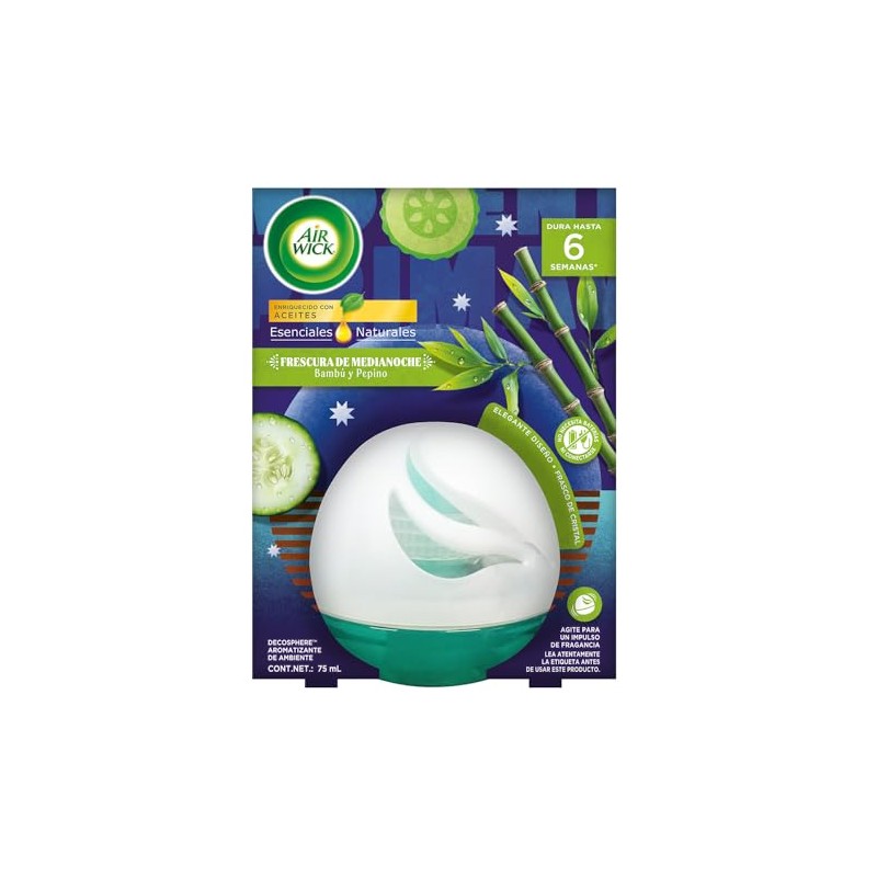 Air Wick Aromatizante de Ambiente, Decosphere, Bambú y Pepino de