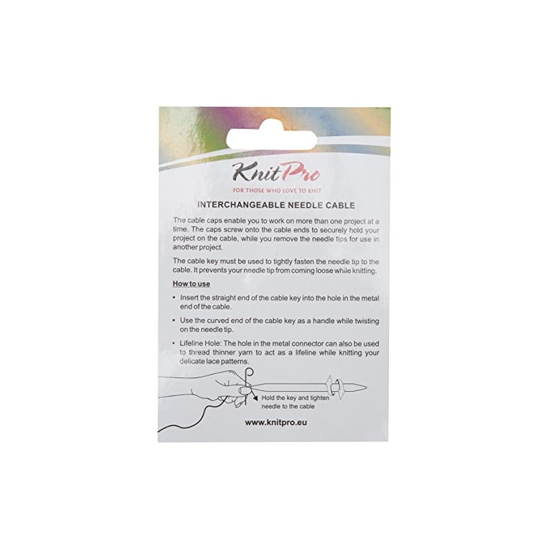 KnitPro Knitting Cable with Connector, Black, Silver, 30 cm