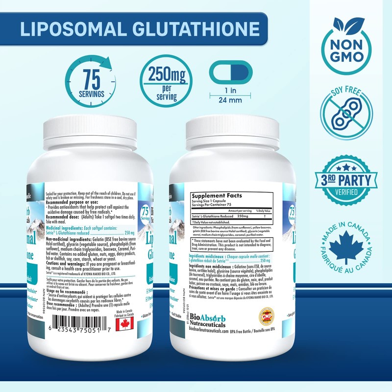 Liposomal Glutathione 500mg - 37-Day Supply of Setria Reduced L-