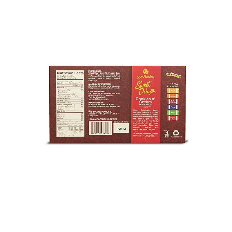 Goldilocks Sweet Delights Cookies n' Cream 10.60oz (300g) 12 Pieces