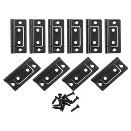sourcing map 10Pcs 2x1 Inch Door Hinges Non-Mortise No Noise Bifold Door Hinges Plating for Cabinet Furniture Window Wardrobe with Screws, Dark