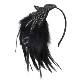 BABEYOND 1920s Headband Women's Gatsby Costume Accessories 20s Flapper Feather Headband Black