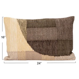 Creative Co-Op Hand-Woven Fabric Indoor/Outdoor Lumbar Pillow with Abstract Design, Multicolor
