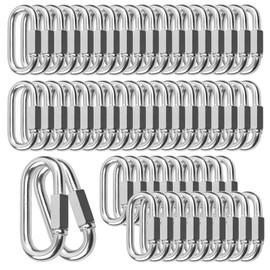 50Pcs Quick Links, 1/4” Chain Links Connector, 620lbs Capacity Heavy Duty Carabiner Clips, Galvanized Thread Quick Link Hardware for Safety Chain Swing Gym Hammock, Screw Lock Oval Locking Carabiner