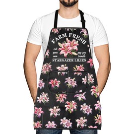 Stargazer Lily Pink Flower Apron New Home Blessings Plants Adjustable Apron Vibrant Gardening Lily Housewarming Gift (Stargazer Lilies)