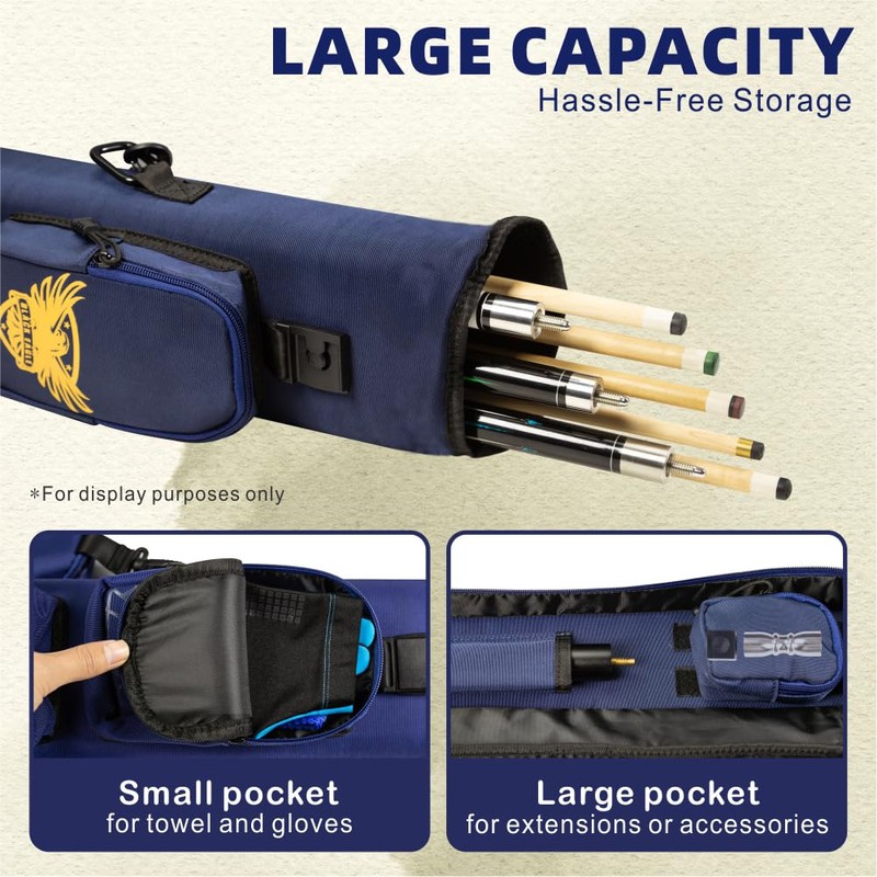 AMAZCHAT 5X3 Pool Cue Case for 3B5S,Detachable Adjustable Dual Shoulder