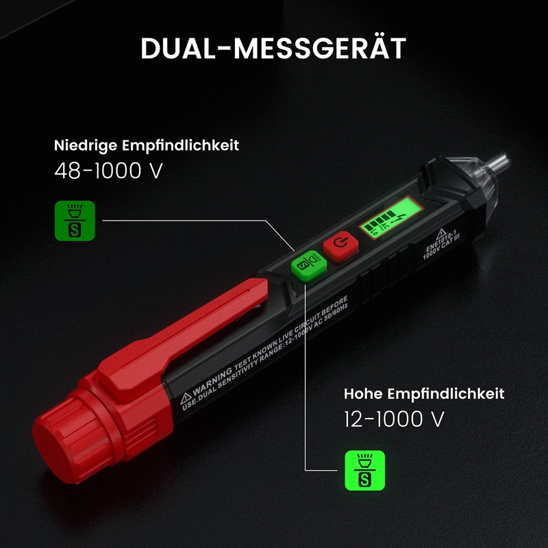 Non-Contact Voltage Tester/Phase Tester, KAIWEETS AC Current Tester Non-Contact Continuity