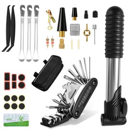 Oziral 34pcs Bicycle Repair Kit Bicycle Tool Set 16-in-1 Multifunctional Bicycle Tool Set with Waterproof Cover, Mini Pump All Accessories You Need for Cycling