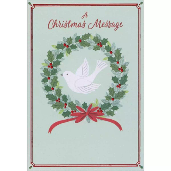 Designer Greetings White Dove Inside Wreath A Christmas Message 8