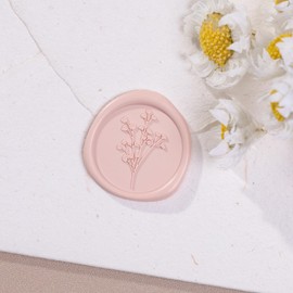 UNIQOOO Wax Seal Stickers - Baby‘s Breath Wedding Invitation Envelope Seal Stickers, Botanical 50 Pcs Self- Adhesive Blush Pink Stickers, Perfect for Invitation, Gift Wrapping, Crafts (Blush Pink)