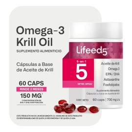 Suplemento Aceite De Krill Omega 3 Lifeed5 60 Cápsulas Sabor Sin Sabor