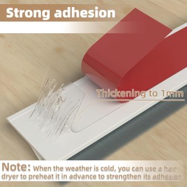 39" Door Draft Stopper with Brush, Strong Adhesive Silicone Door Sweep for Bottom of Exterior & Interior Doors, Under Door Seal Dust/Noise/Hot or Cold Air Insulation (White, 1 Pack)