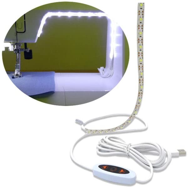 Madam Sew Sewing Machine Light Strip | 12" USB LED Light Strip, Clean White Lights for Brother, Janome, Babylock, Pfaff | Dimmable, 98" Power Cord, and Clips Included