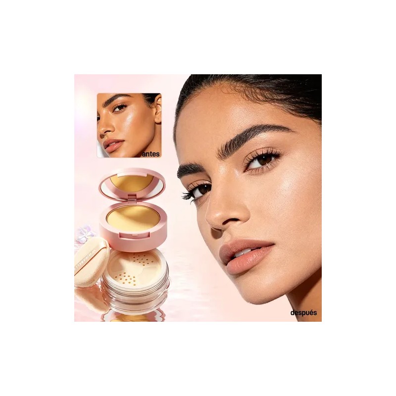 Dúo Matte Polvo Compacto Y Suelto 2 En 1 Fijador