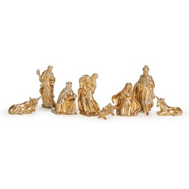 Roman 5-Inch 8-Piece Gold Nativity Set, Detailed Religious Christmas Tabletop Display