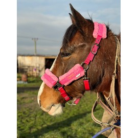 Equipride STAR SHINY HEADCOLLAR WITH LITTLE BLINGY STARS FAUX FUR LINED (Full, Pink)