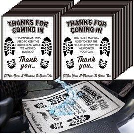 Drydiet 500 Pcs Waterproof Car Floor Mats Covers Protector Automotive Floor Mats Disposable Auto Vehicles PE Plastic Car Vehicle Mat Bulk Printed with Cute Footprint Words (White,16.93 x 22.05 Inch)