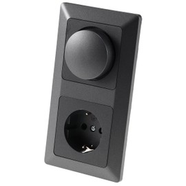 Milos LED Dimmer Socket Combination Flush-Mounted for Dimmable LED Bulbs, 2-Way Frame, Anthracite