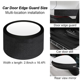 BOAOSI Car Door Sill Protector, Carbon Fiber Car Door Edge Guards Protector Strip, Universal Self-Adhesive Car Door Entry Guard for Most Cars (2.8In Wide x 16.4Ft)