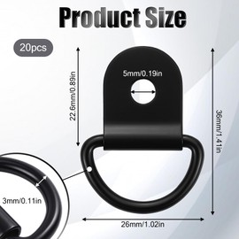 Larrel Pack of 20 D Rings, Black Lashing Trough D Rings Stainless Steel Lashing Eyelets Pendant Lashing Eyelets Assembly Ring Lashing Eyelets for Loads Securing in Cars, Kayaks and Trailers