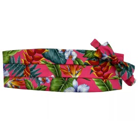 David's Formal Wear Pink Hawaiian Tuxedo Cummerbund And Bow Tie Set